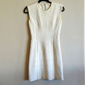 Rebecca Taylor A-Line Cream Silk-Lined Work Dress with Leather Cut Outs Size 0